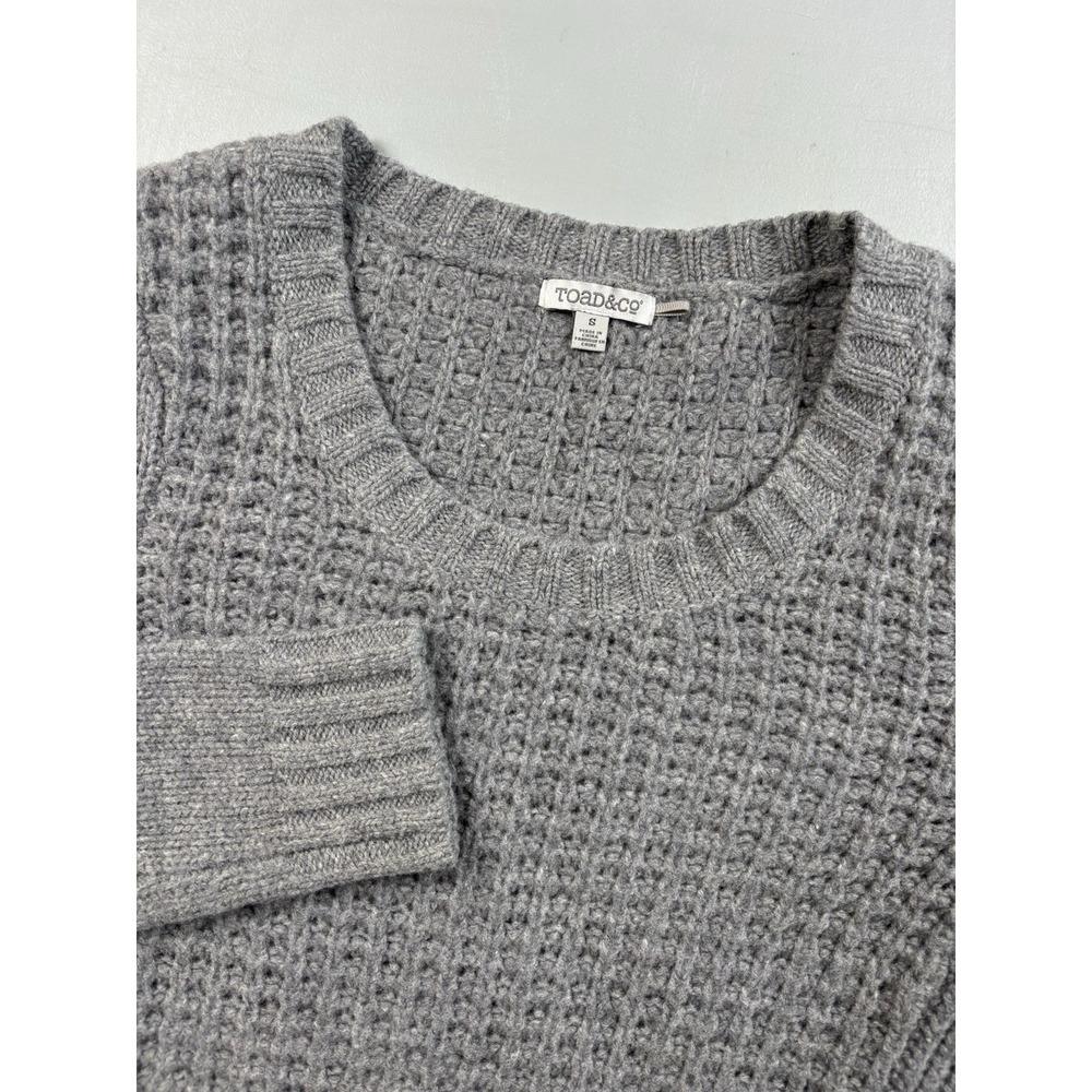 Toad & Co 100% Lambswool Crew Neck Sweater Tunic Size Small‎ Women's Gray Waffle
